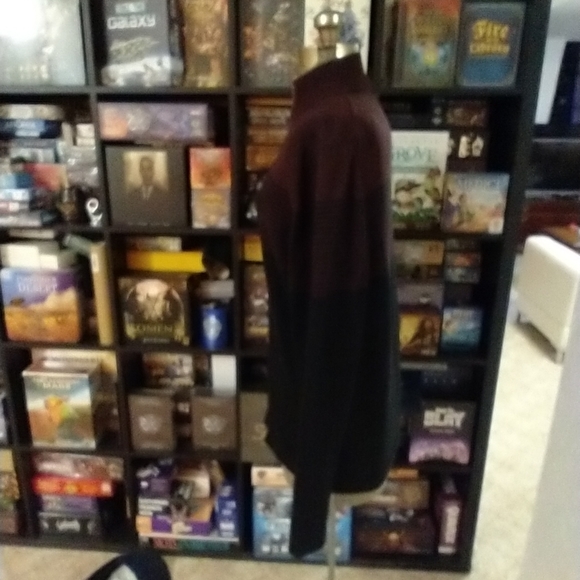 Size L mens burgundy black zip up cardigan - Picture 10 of 12